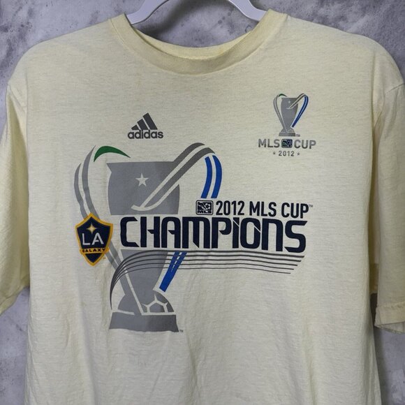 LA Galaxy 2012 MLS Cup Champions T Shirt Mens Large White Short Sleeve Soccer - Picture 1 of 15